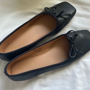 Black Square Toe Ballet Flats